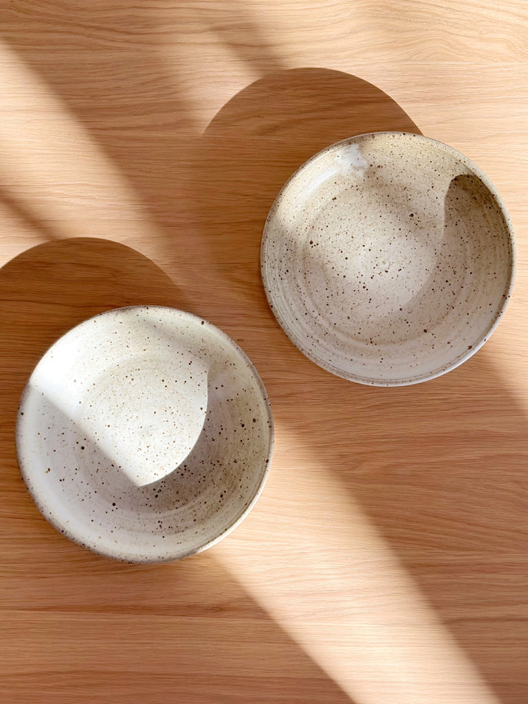 Ceramic Spotty Oatmeal Pasta Bowl