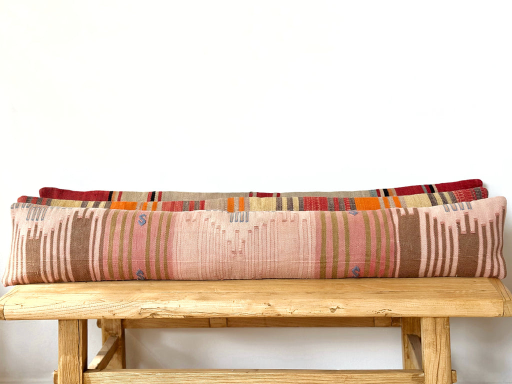 Handwoven Vintage Kilim Long Lumbar