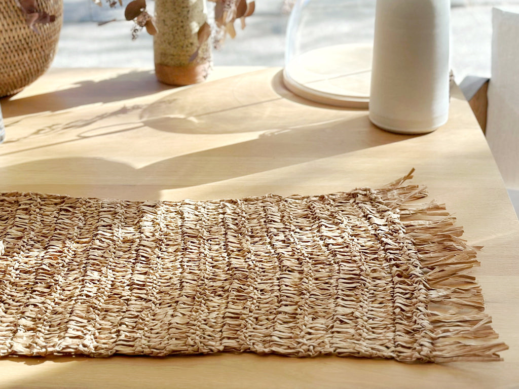 Handwoven Raffia Table Runner