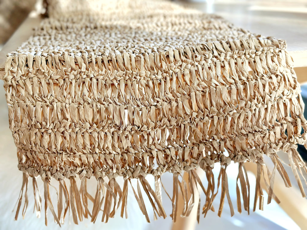 Handwoven Raffia Table Runner