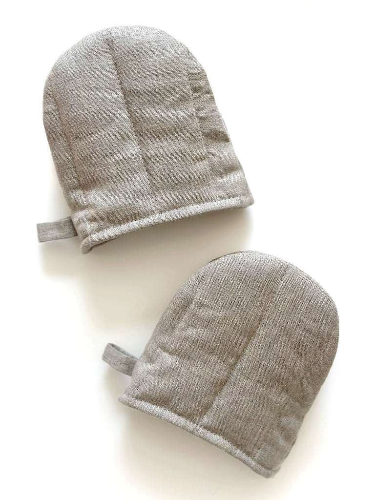 Linen Quilted Oven Mitt