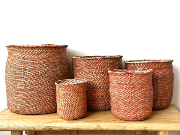 Handwoven Grass Basket Rust