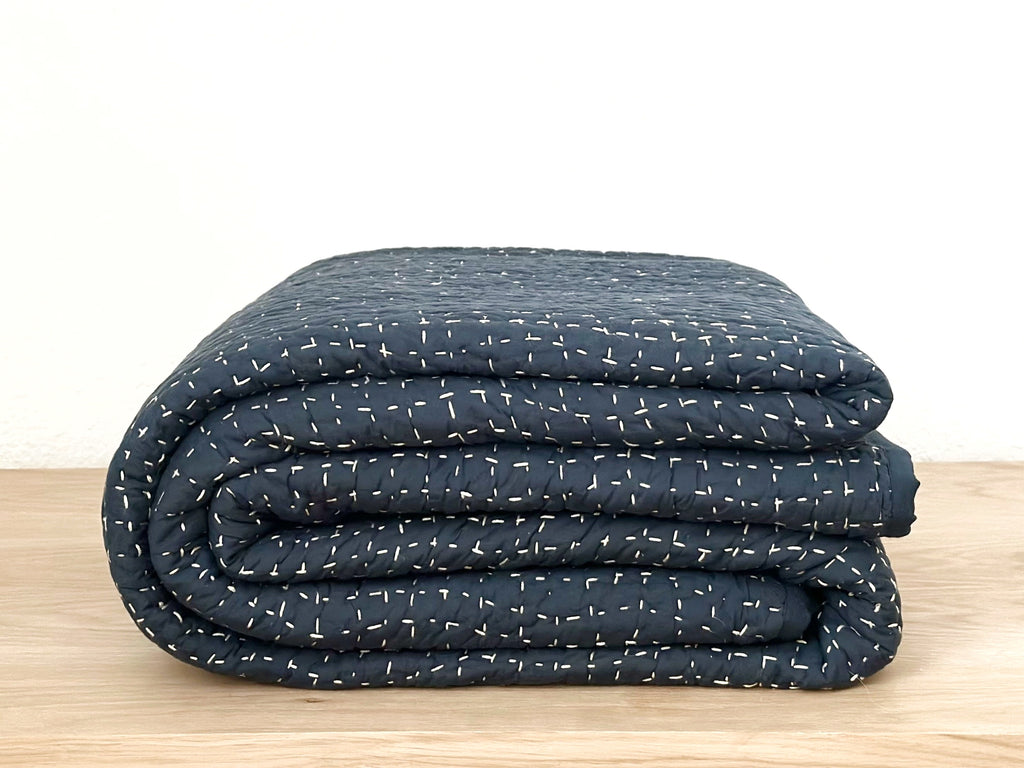 Handstitched Organic Cotton Quilt Bed Blanket