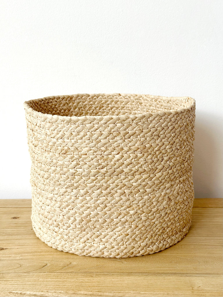 Handwoven Raffia Basket Planter