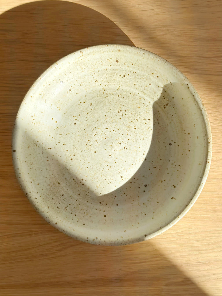 Ceramic Spotty Oatmeal Pasta Bowl