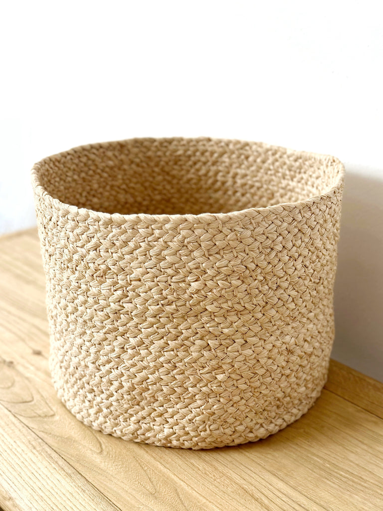 Handwoven Raffia Basket Planter