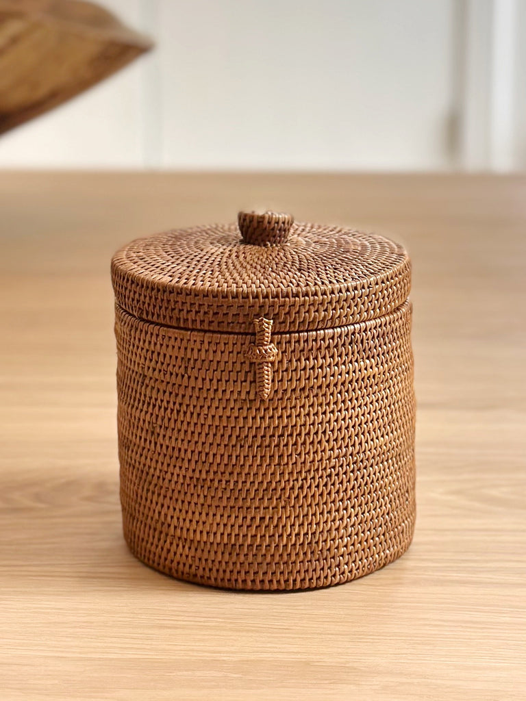 Handwoven Grass Lidded Container