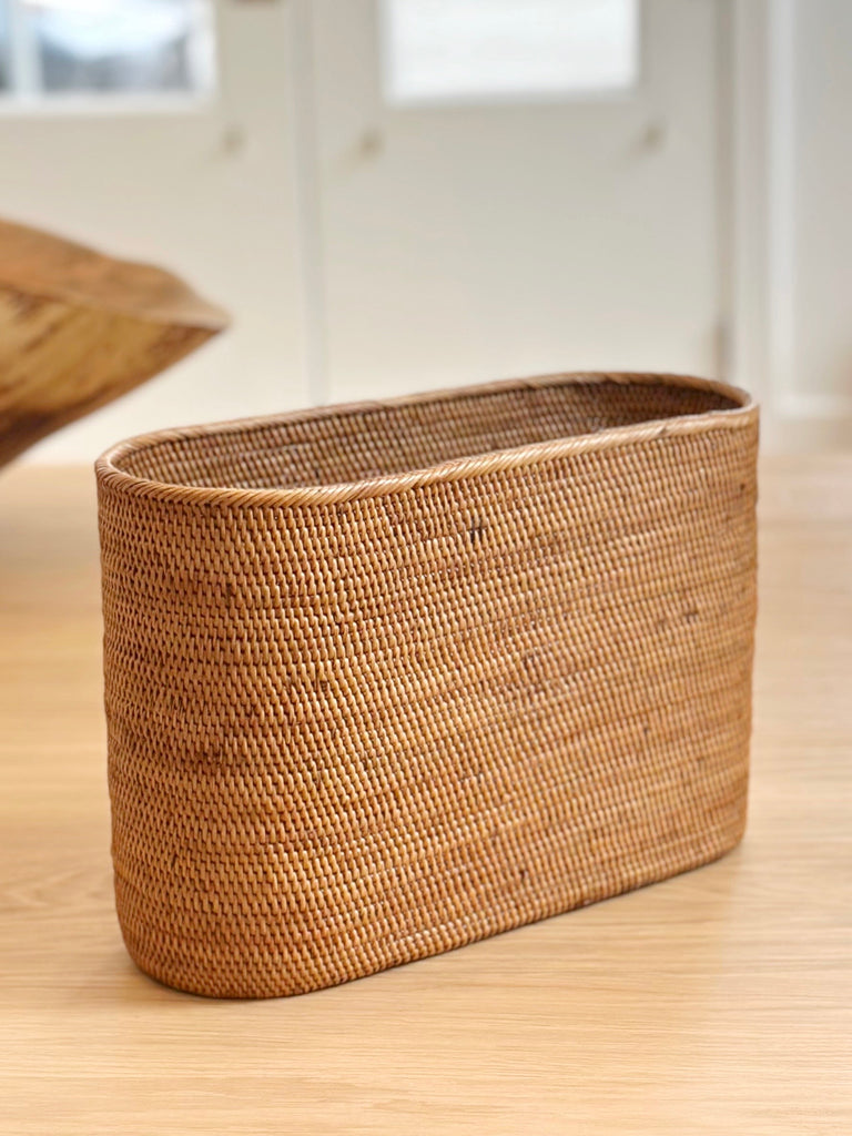 Handwoven Grass Slim Basket