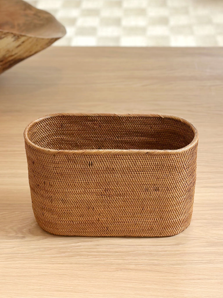 Handwoven Grass Slim Basket