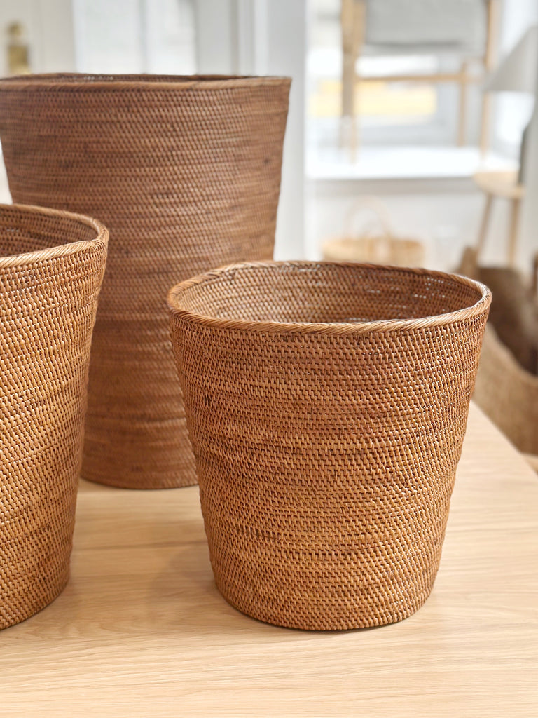 Handwoven Grass Umbrella Basket / Tall Wastebin