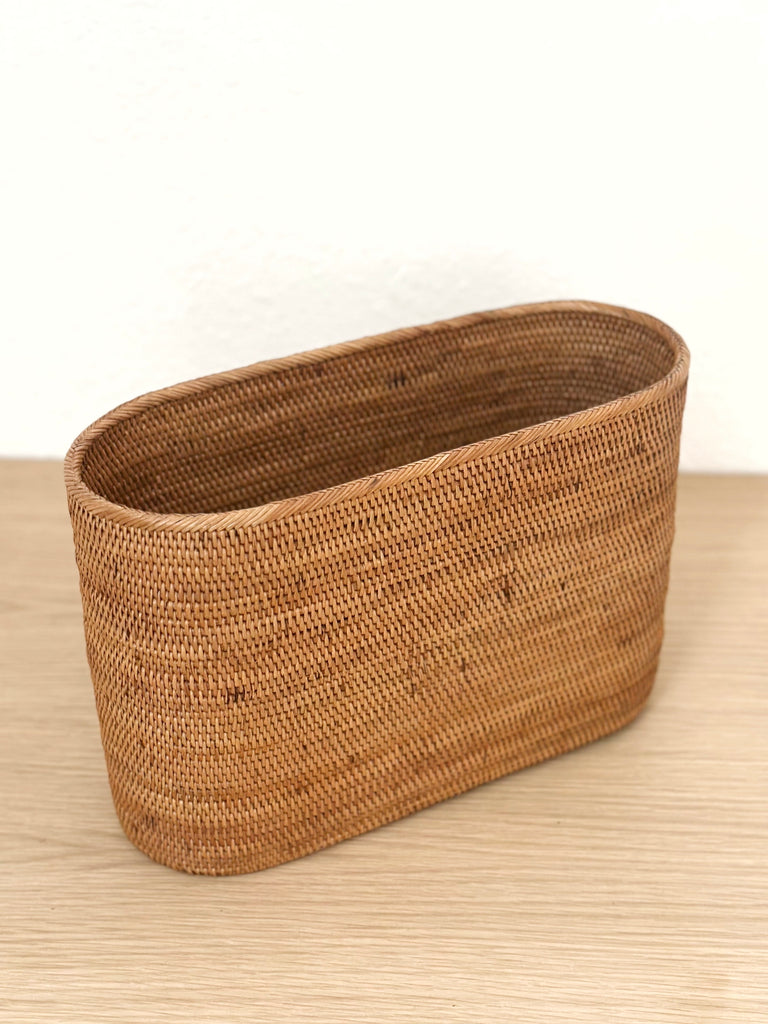 Handwoven Grass Slim Basket