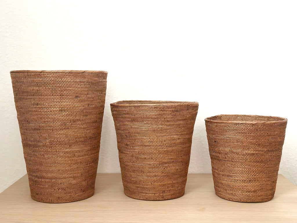 Handwoven Grass Wastebin Basket Small