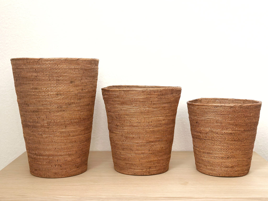 Handwoven Grass Umbrella Basket / Tall Wastebin
