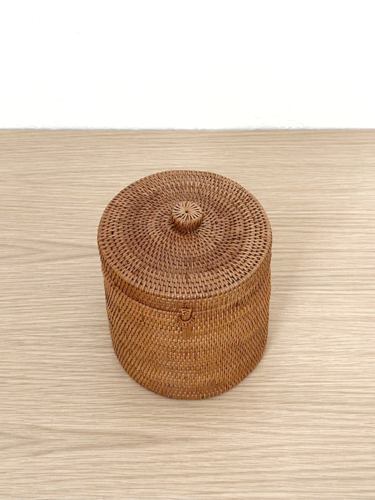 Handwoven Grass Lidded Container