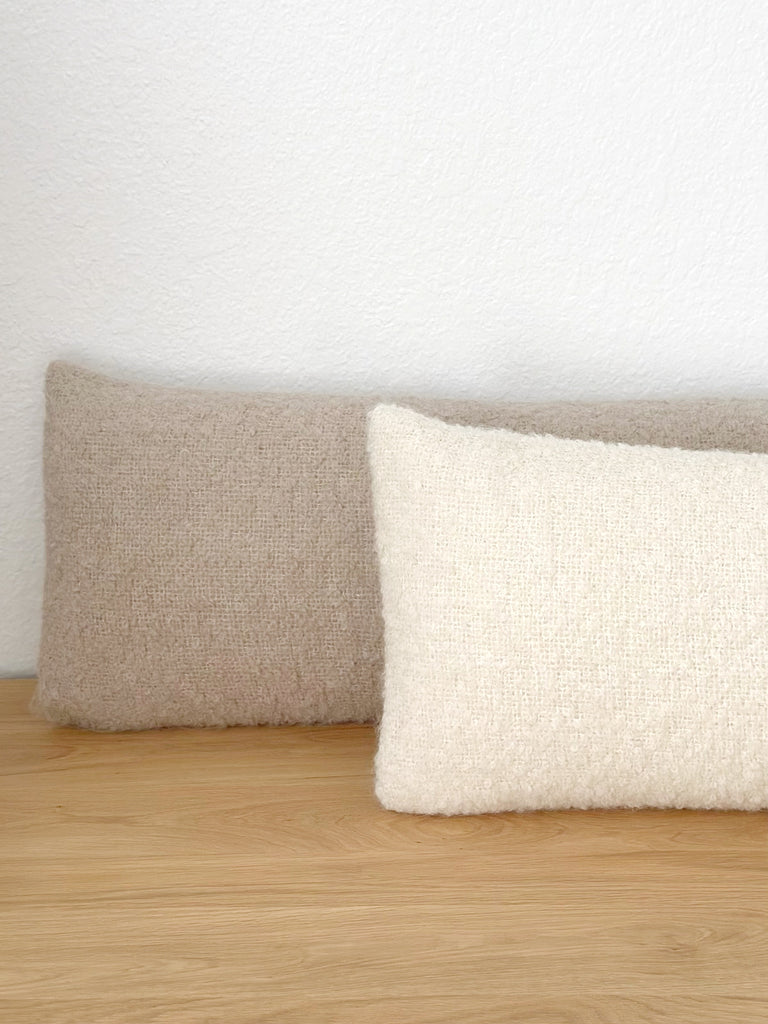 Alpaca Boucle Pillow Long Lumbar - White