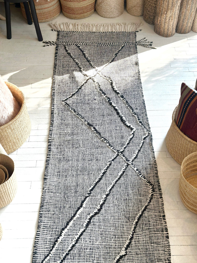 Handknotted Wool Runner Flatweave - 2'6"W x 10'10"L