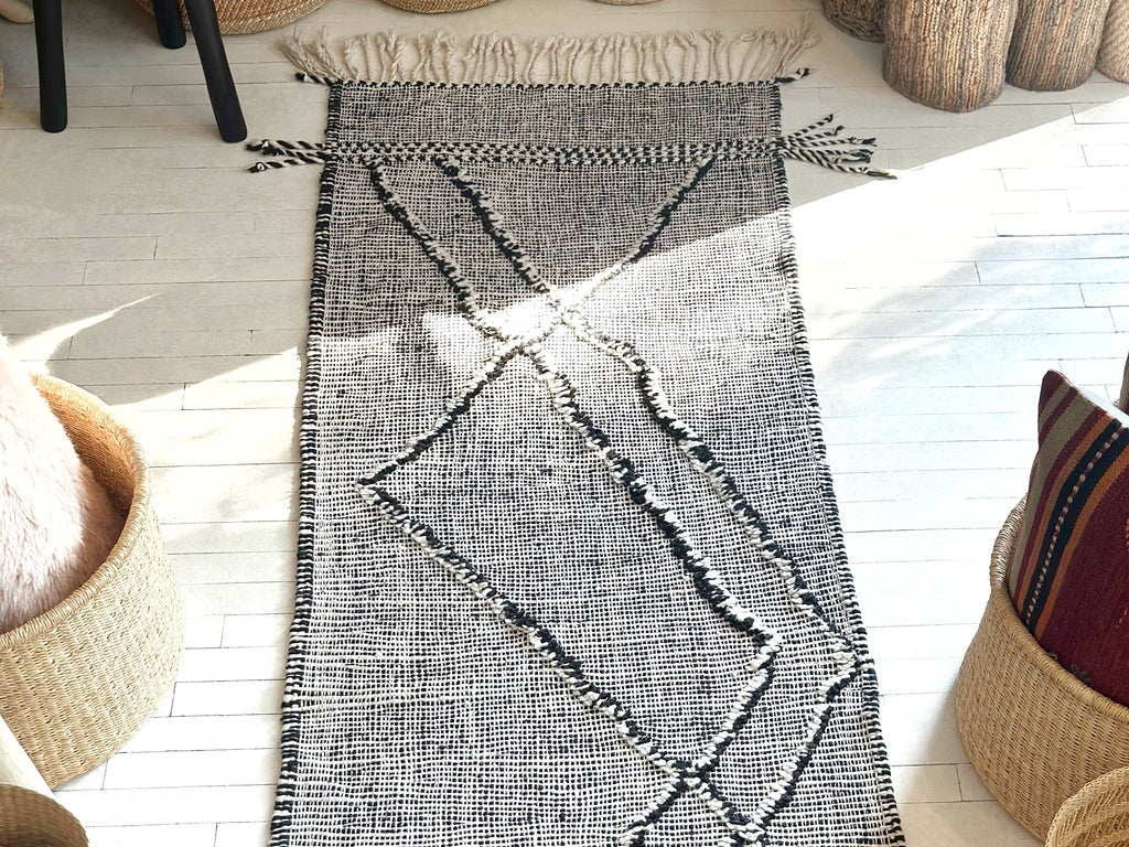 Handknotted Wool Runner Flatweave - 2'6"W x 10'10"L