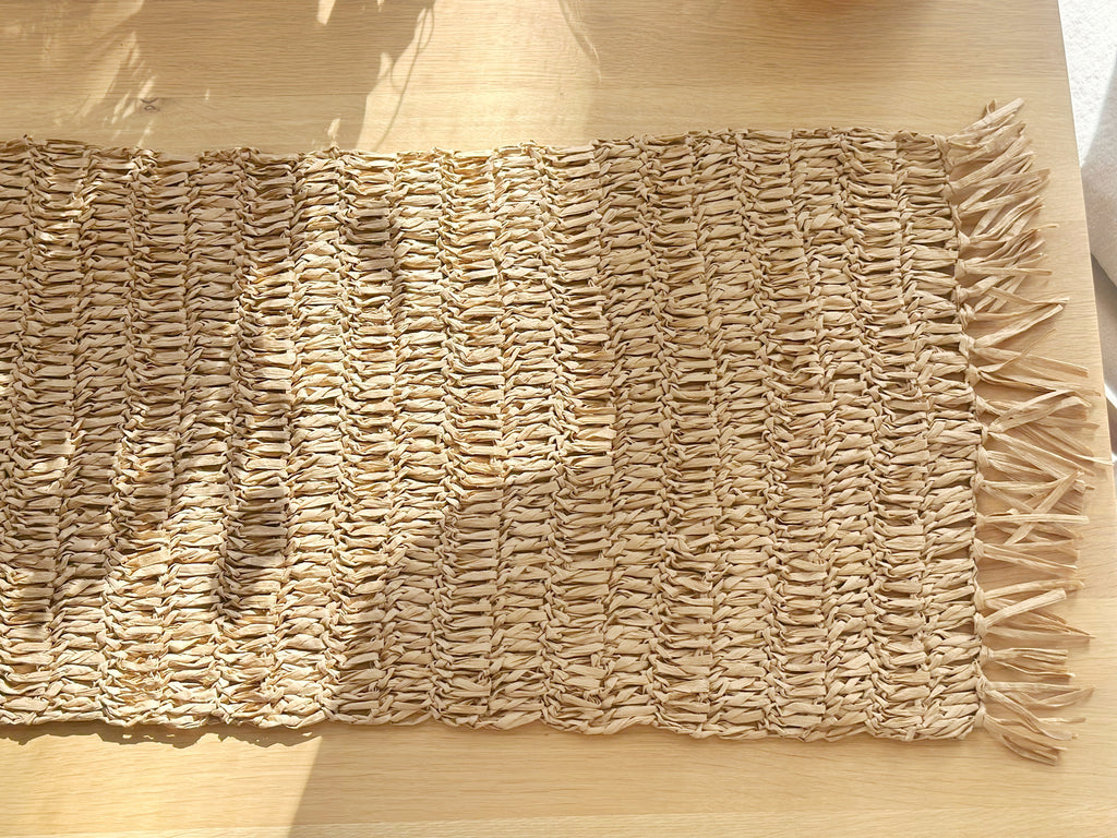 Handwoven Raffia Table Runner