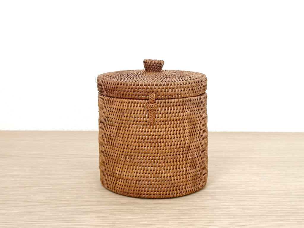 Handwoven Grass Lidded Container