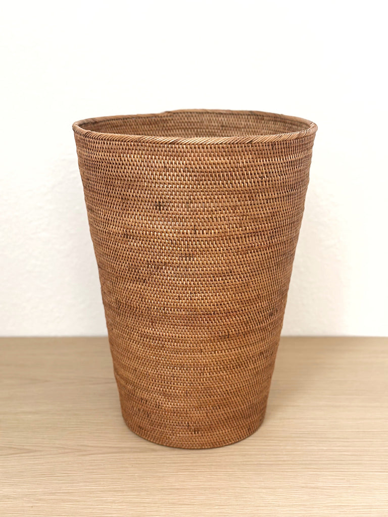 Handwoven Grass Umbrella Basket / Tall Wastebin