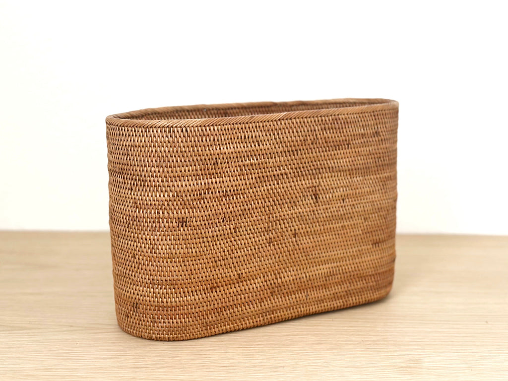 Handwoven Grass Slim Basket