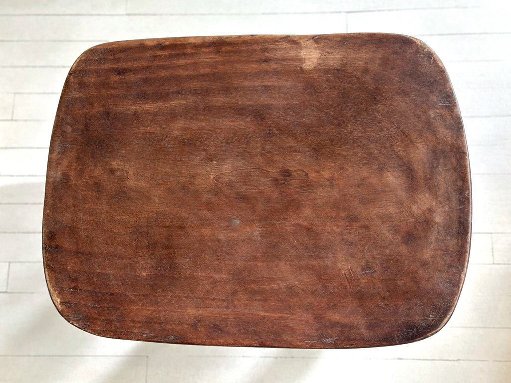 Handcarved Vintage African Large Wood Stool / Side Table - 17.5"W x 23"L x 16"H