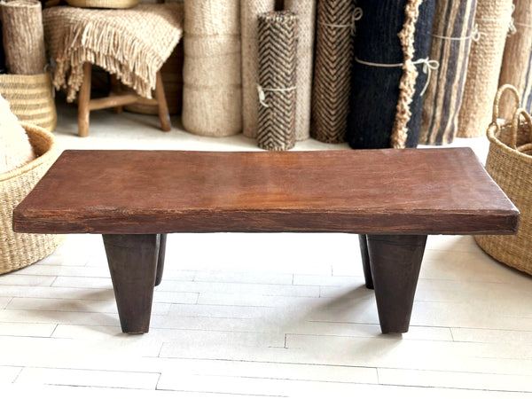 Handcarved Vintage African Large Wood Bench / Coffee Table - 16.5"W x 40"L x 13.5"H