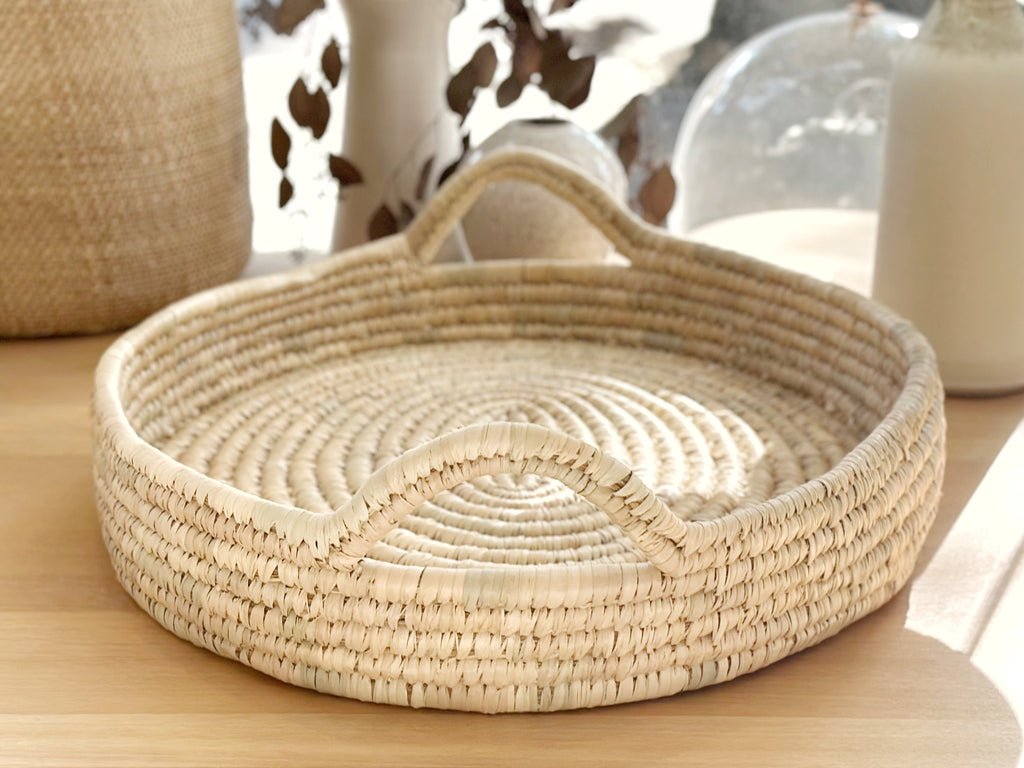 Handwoven Palm Large Basket Tray