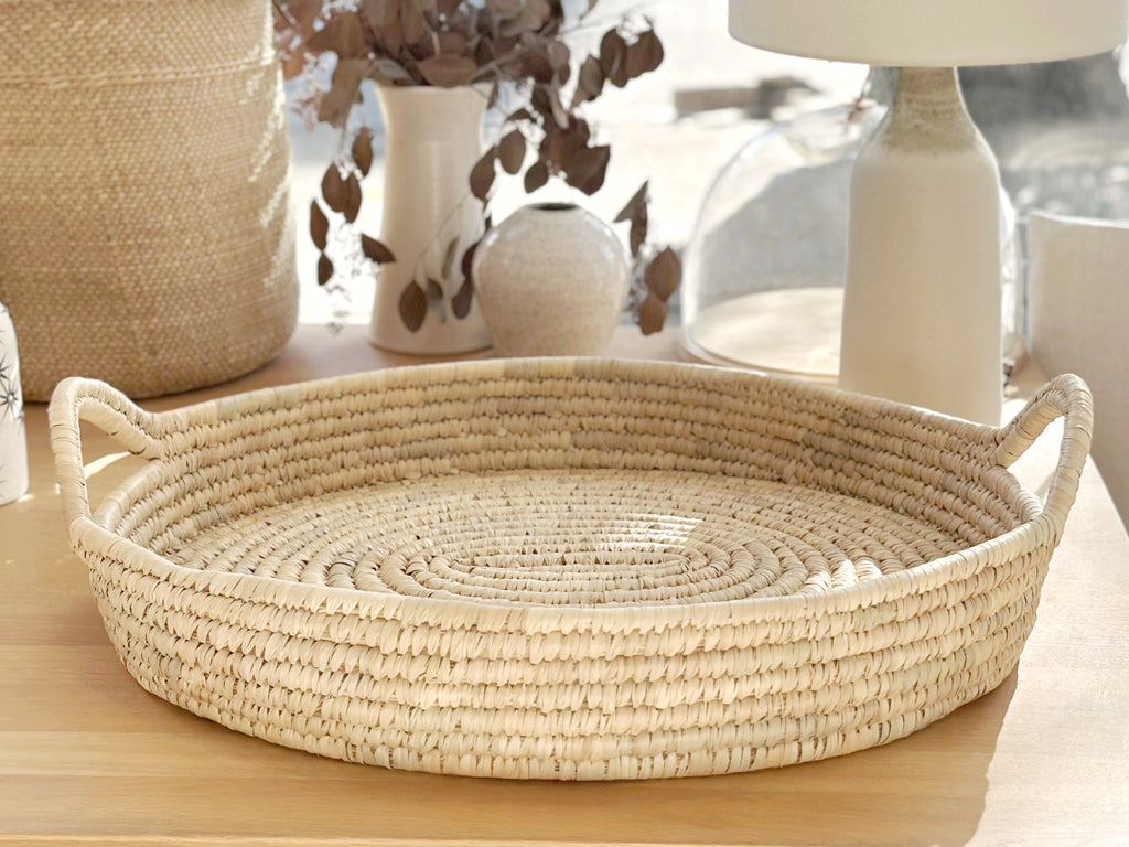 Handwoven Palm Large Basket Tray