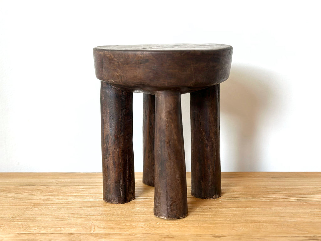 Handcarved Vintage African Short Stool