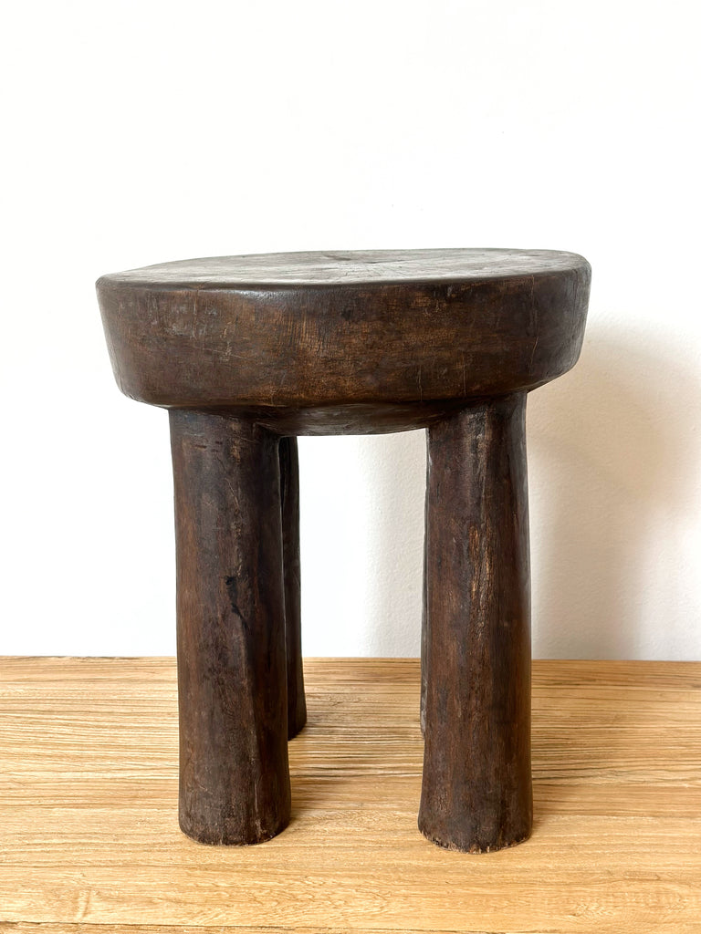 Handcarved Vintage African Short Stool