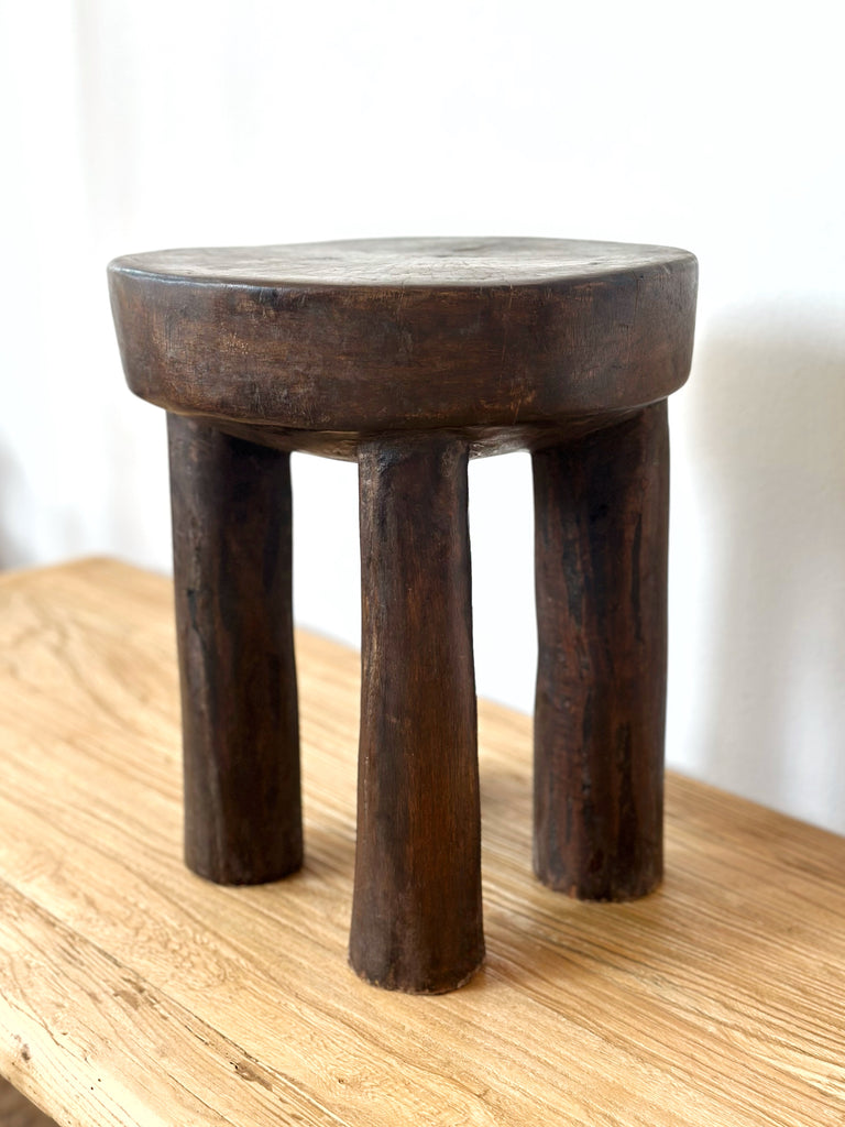 Handcarved Vintage African Short Stool