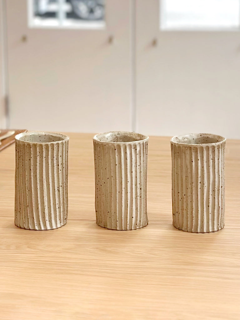 Ceramic Carved Tall Tumbler / Vase