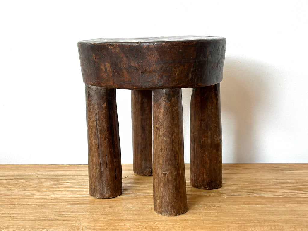 Handcarved Vintage African Short Stool