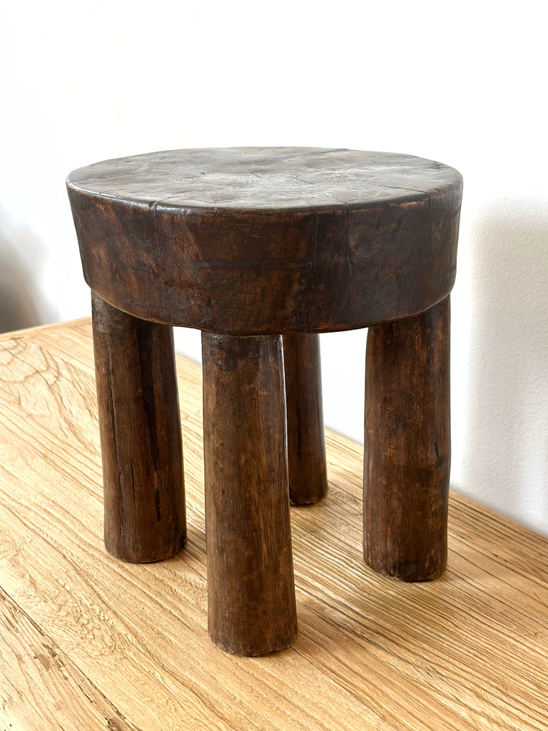 Handcarved Vintage African Short Stool