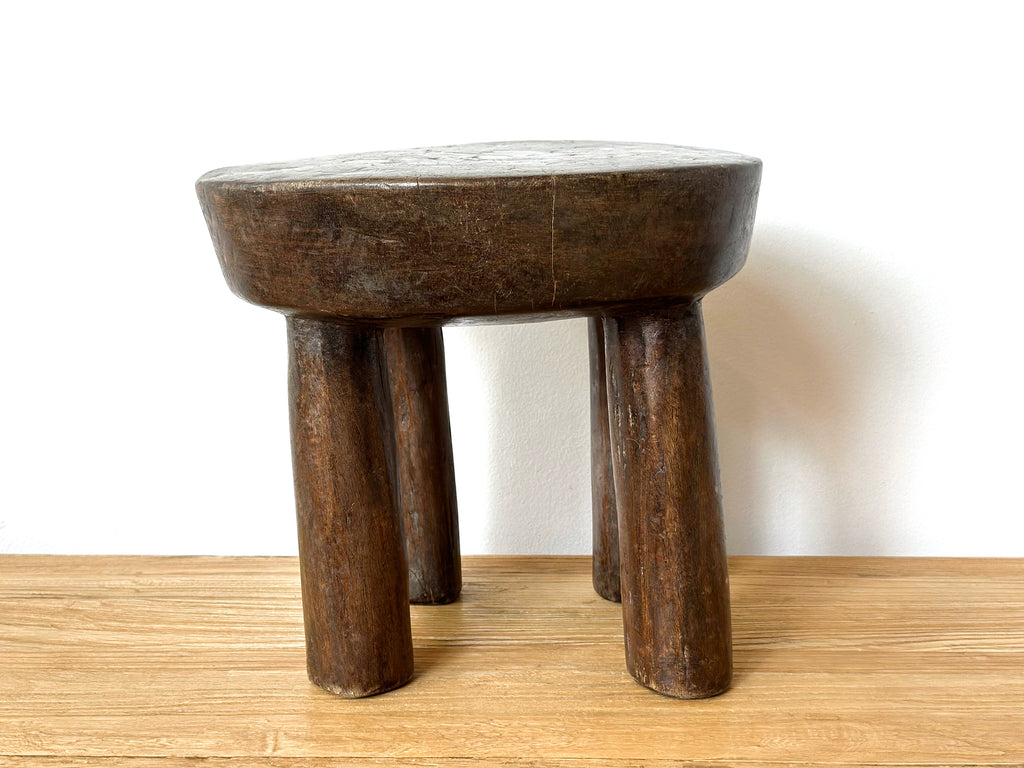 Handcarved Vintage African Short Stool