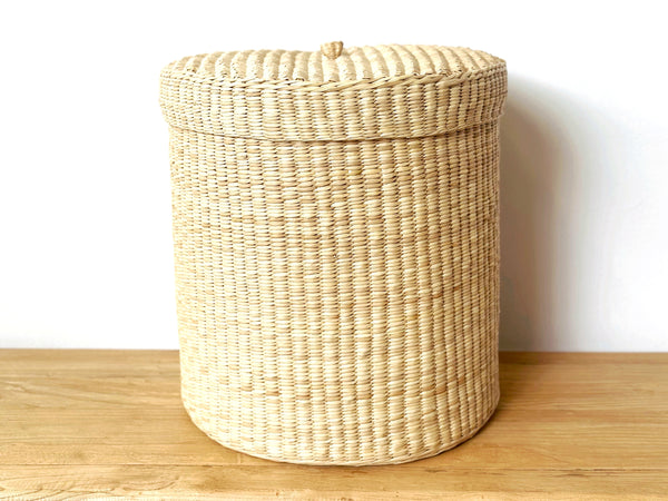 Handwoven Lidded Cylinder Basket