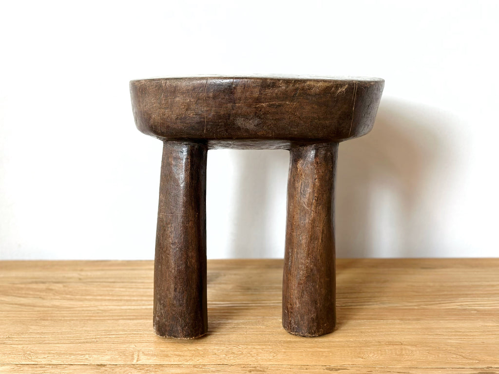 Handcarved Vintage African Short Stool