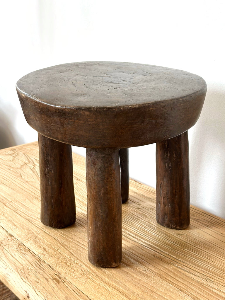 Handcarved Vintage African Short Stool