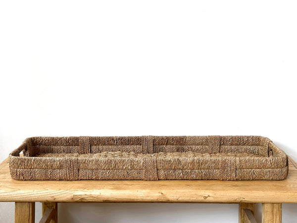 Handwoven Grass Basket Tray Long