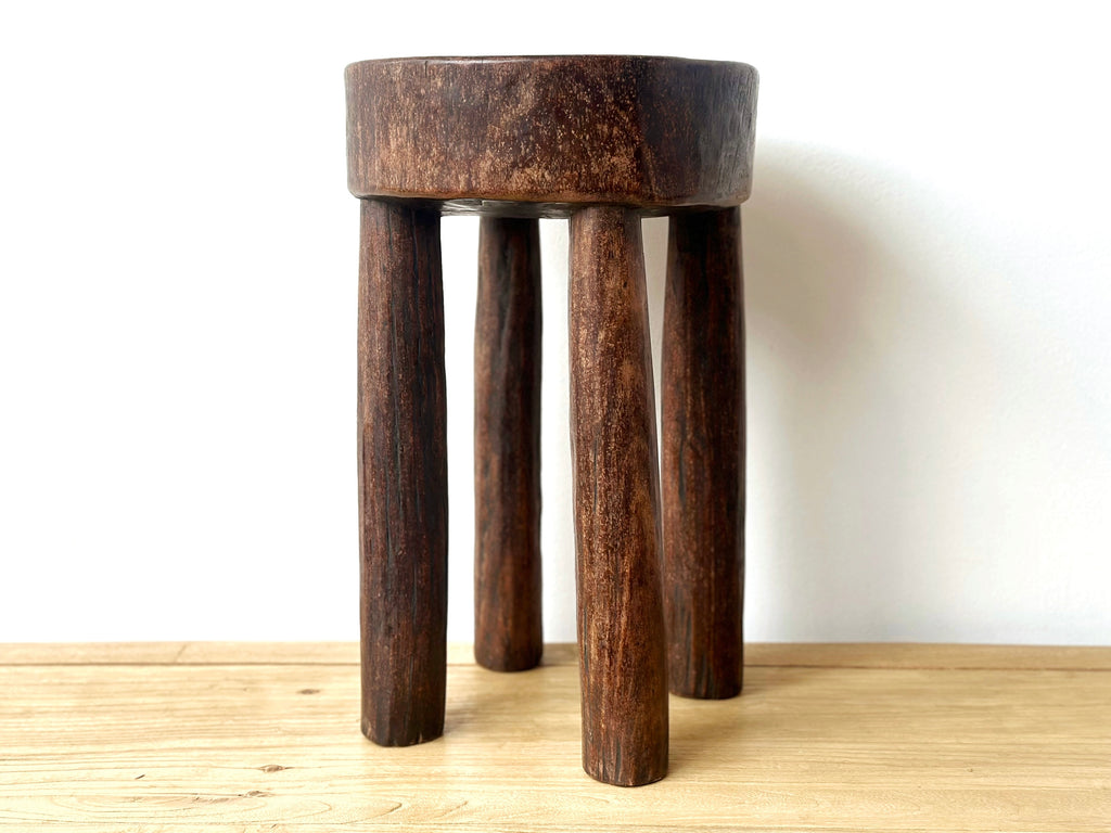 Handcarved Vintage African Tall Stool / Side Table