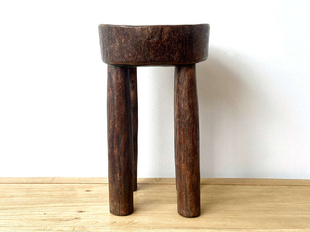 Handcarved Vintage African Tall Stool / Side Table