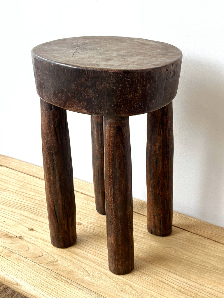 Handcarved Vintage African Tall Stool / Side Table