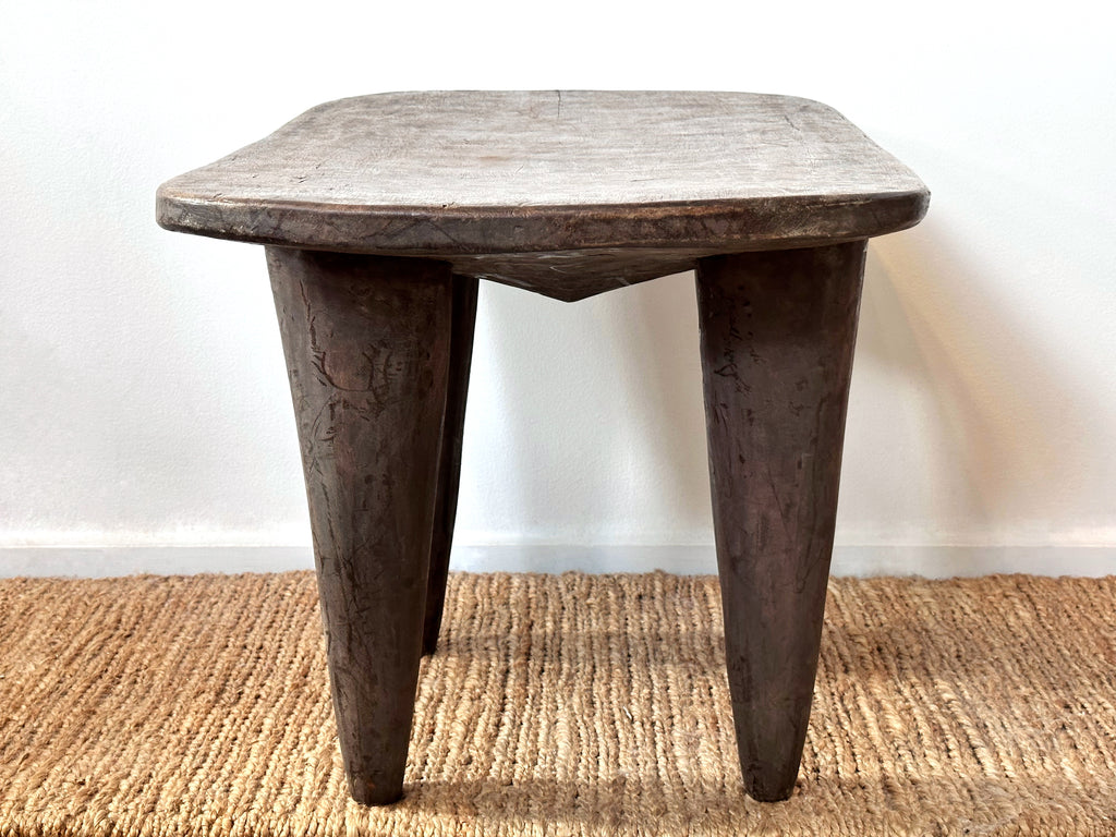 Handcarved Vintage African Large Wood Stool / Side Table - 18.5"W x 27.5"L x 18"H
