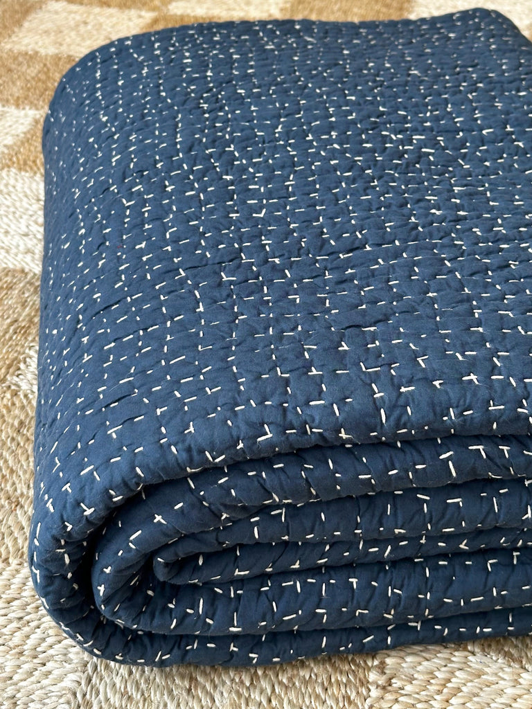 Handstitched Organic Cotton Quilt Bed Blanket