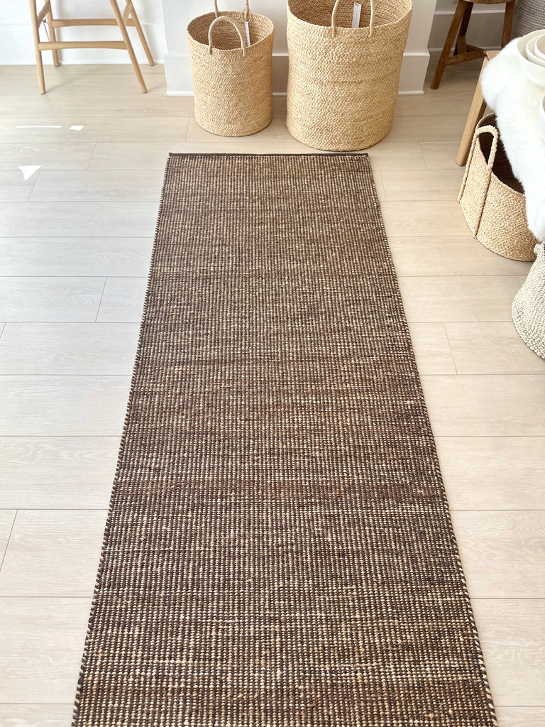 Handwoven Jute Wool Rug / Runner