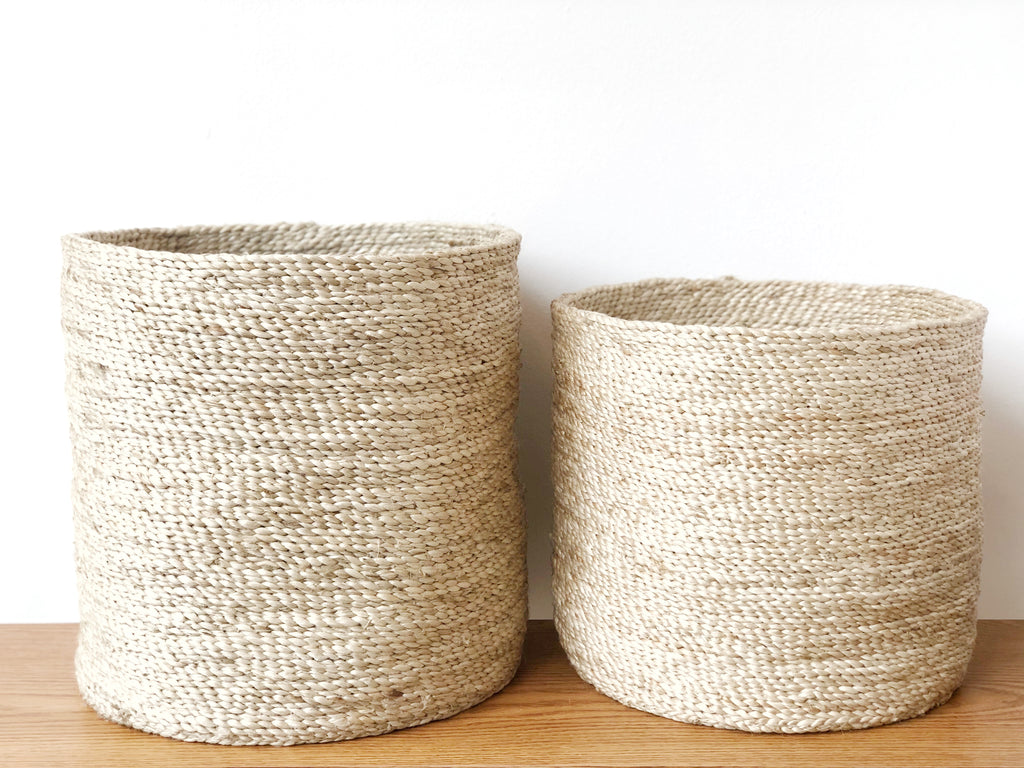 Handwoven Jute Basket Natural Round Medium