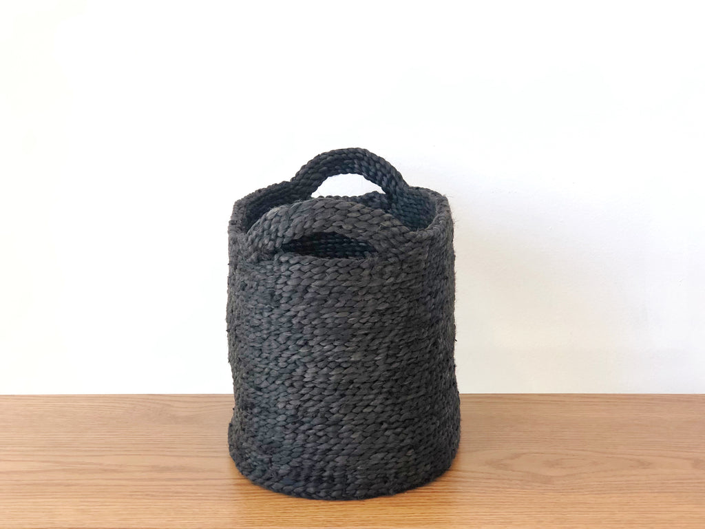 Handwoven Jute Basket Charcoal Extra Small