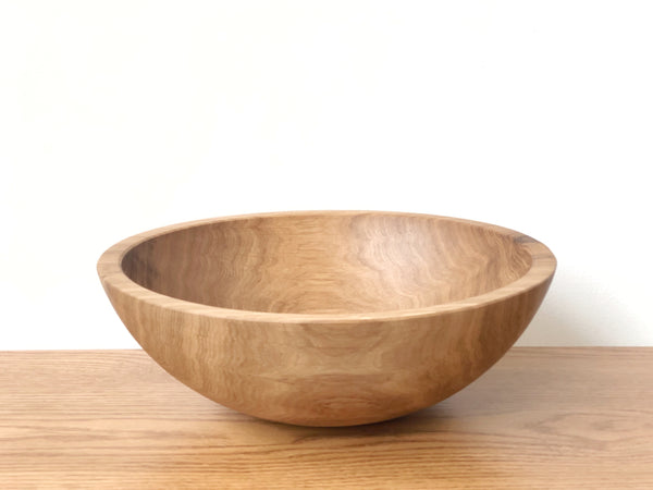 Solid Oak Wood Bowl - 14"D