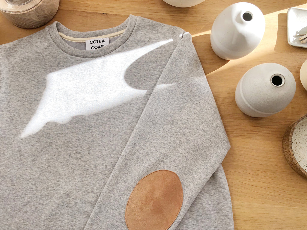 Heather Grey Sweatshirt with Suede Elbow Patches